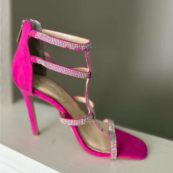 Jessica Simpson Women's Oliana Gem Bright Pink Embellished Stiletto Heel Sz 5M - Picture 6 of 9